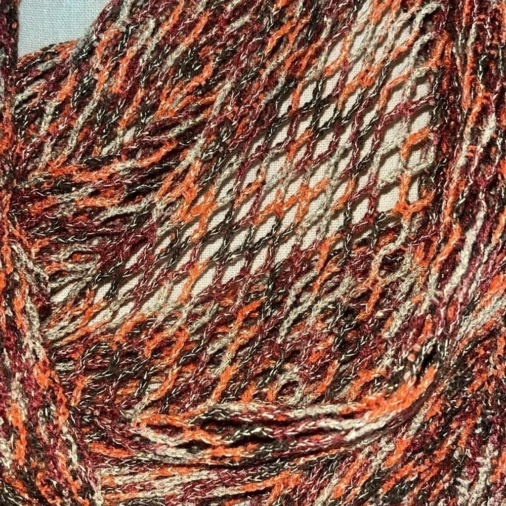 Steve Madden Infinity Fall MultiColor Knit Scarf Shades Of Orange / Green/Gold